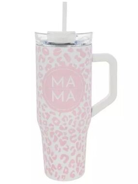 Pink Leopard Print Mama Stainless Steel Tumbler